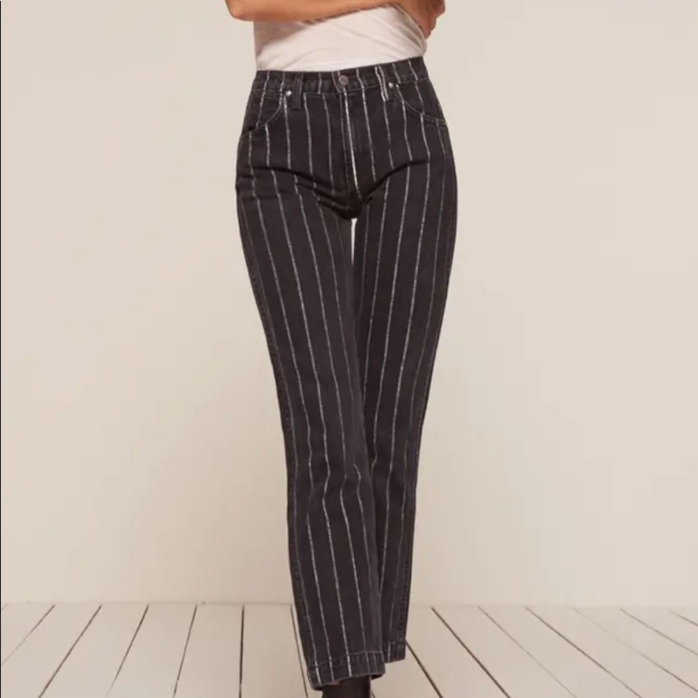 Reformation Roper Crop Straight Leg Black Jeans 28